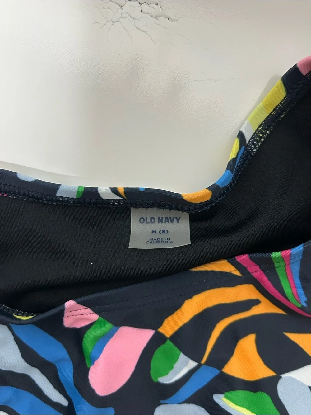 Old Navy Girls Black Multicolor Tropical Print Two-Piece Swim Set
